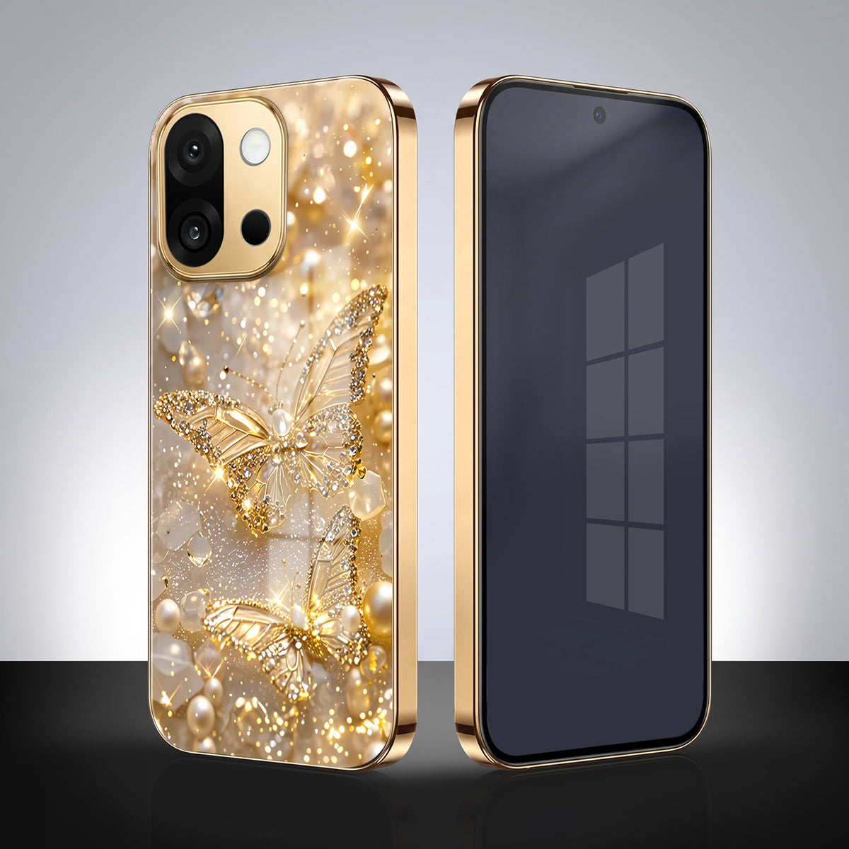 OnePlus 13s 5G Golden Butterfly Gold Electroplated Glass Phone Back Case