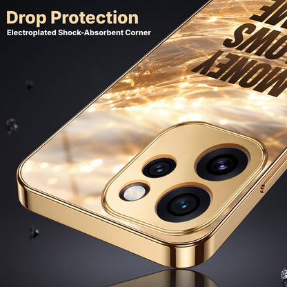 Oppo Reno 15 Pro Mini 5G Money Flows To Me Gold Electroplated Glass Phone Back Case