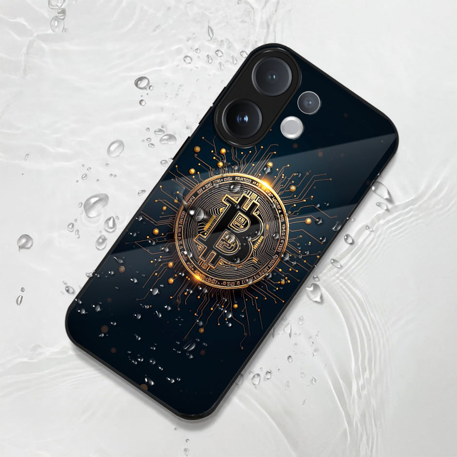 Vivo V60 5G Phone case with Bitcoin design on a textured white background