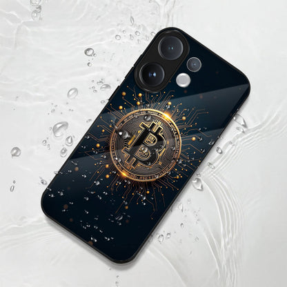 Vivo V60 5G Phone case with Bitcoin design on a textured white background