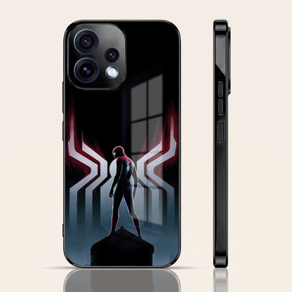 Oppo Reno 15 5G Spiderman Black Electroplated Glass Phone Back Case