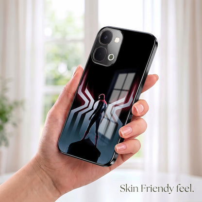 Vivo T5x 5G Spiderman Black Electroplated Glass Phone Back Case