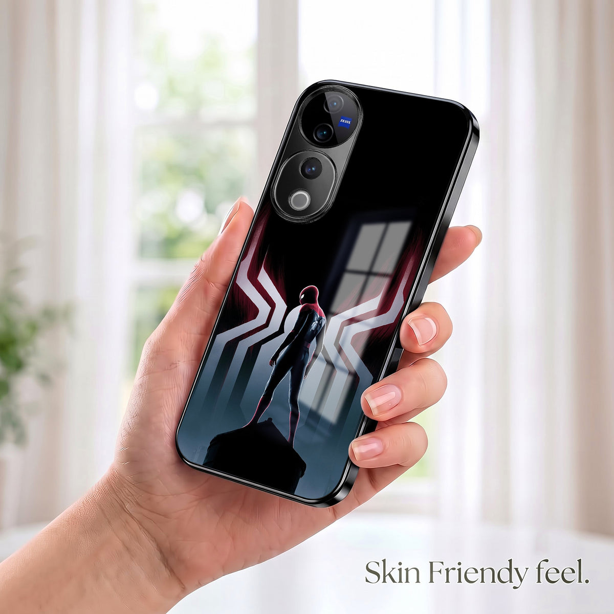 Vivo V40 Pro 5G Spiderman Black Electroplated Glass Phone Back Case