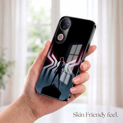 Vivo V50 5G Spiderman Black Electroplated Glass Phone Back Case