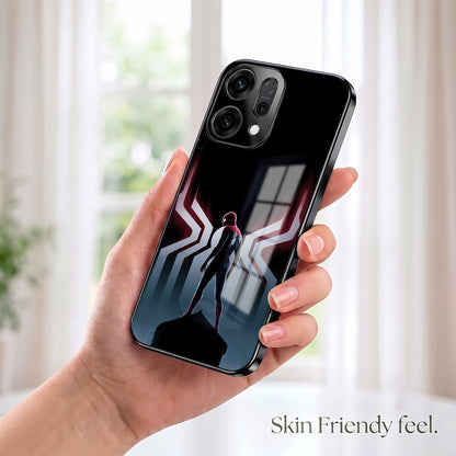 Oppo Reno 14 5G Spiderman Black Electroplated Glass Phone Back Case