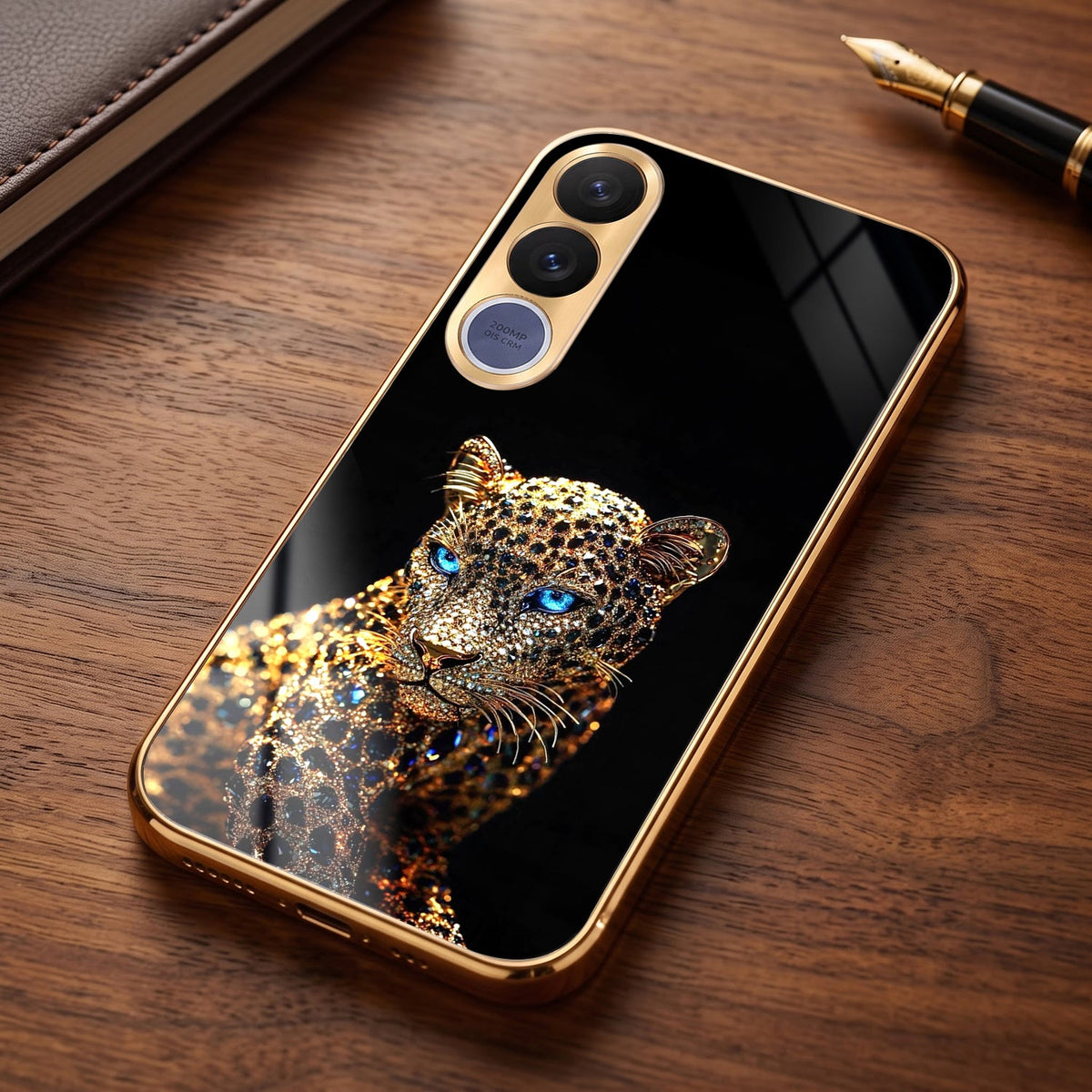Vivo V70 FE 5G Panther Gold Electroplated Glass Phone Back Case