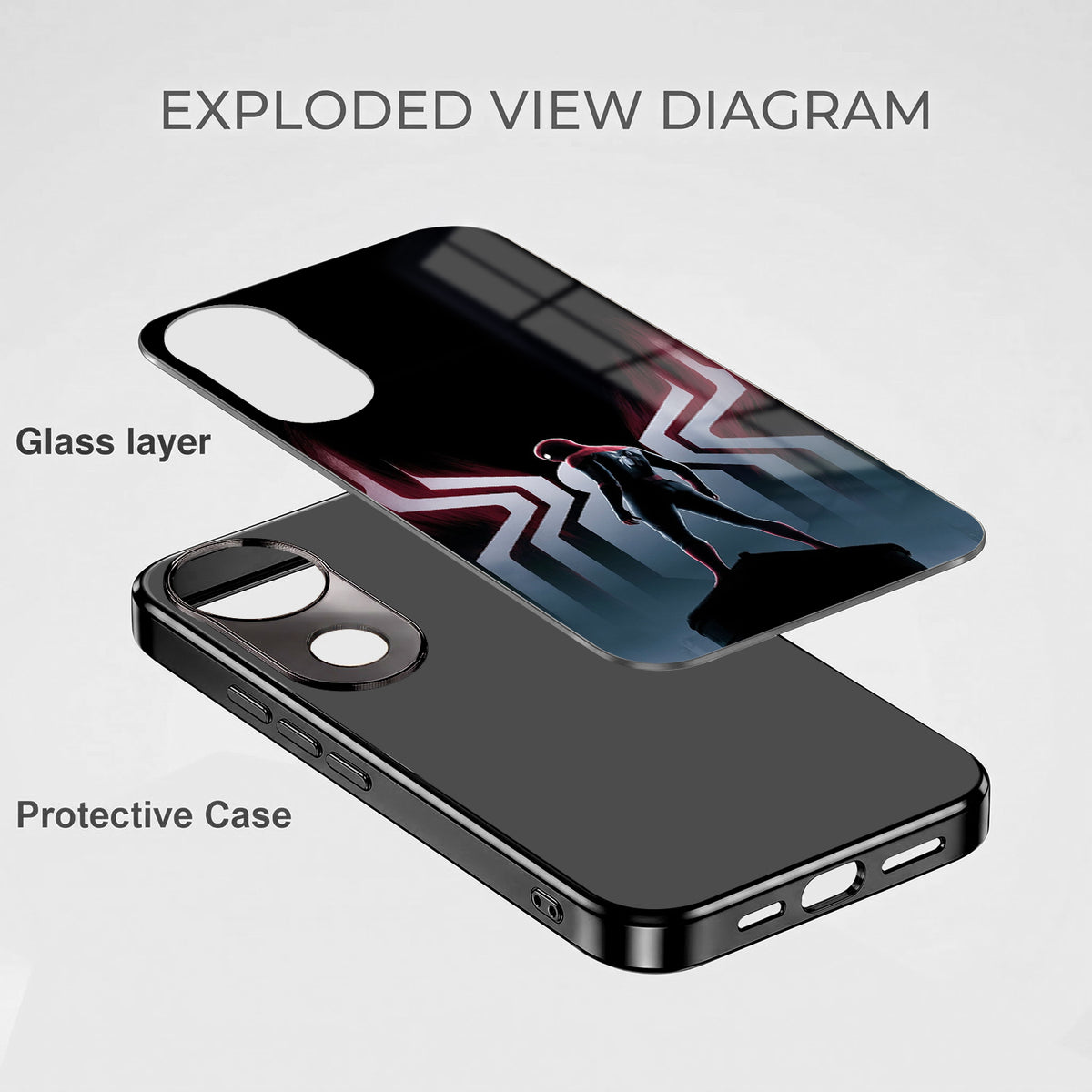 Vivo V50 5G Spiderman Black Electroplated Glass Phone Back Case