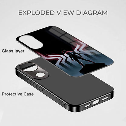Vivo V50 5G Spiderman Black Electroplated Glass Phone Back Case