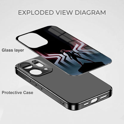 Oppo Reno 14 5G Spiderman Black Electroplated Glass Phone Back Case