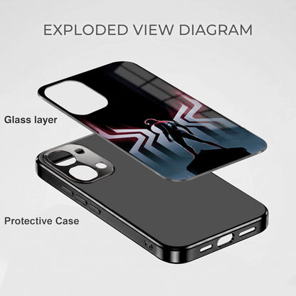 Vivo T5x 5G Spiderman Black Electroplated Glass Phone Back Case