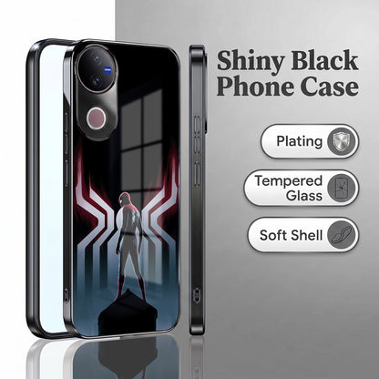 Vivo V50 5G Spiderman Black Electroplated Glass Phone Back Case