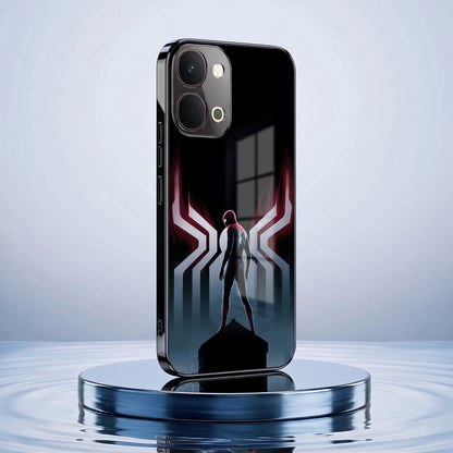 Vivo T5x 5G Spiderman Black Electroplated Glass Phone Back Case