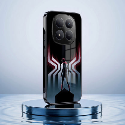 Redmi Note 15 Pro Plus 5G Spiderman Black Electroplated Glass Phone Back Case