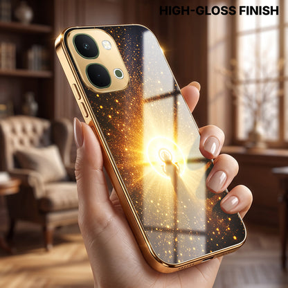 Vivo T5x 5G Lakshmi Sacred Gold Electroplated Glass Phone Back Case