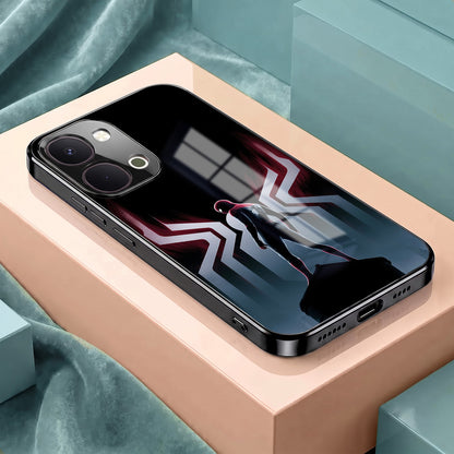 Vivo T5x 5G Spiderman Black Electroplated Glass Phone Back Case