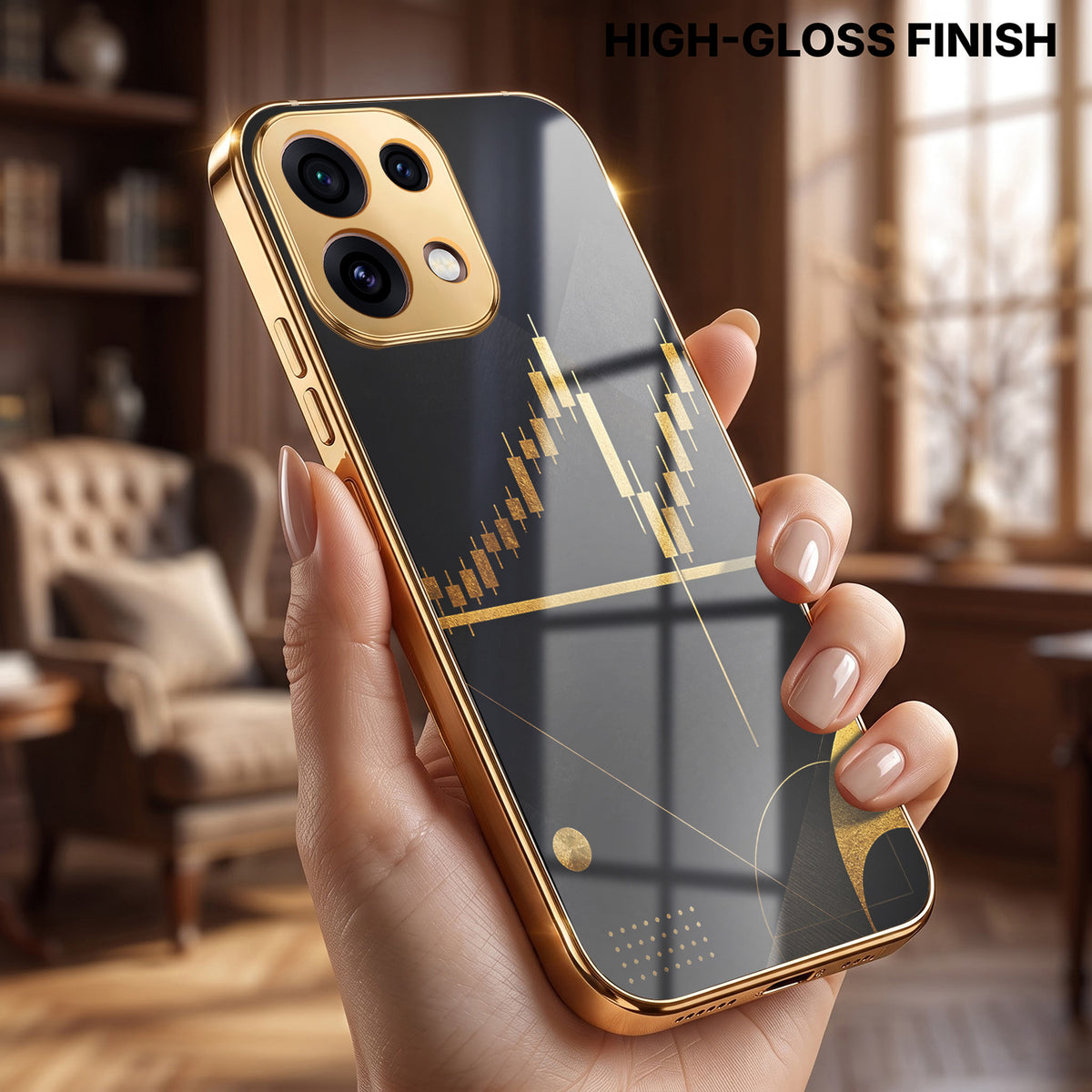 Oppo Reno 16C 5G Trading Candles Gold Electroplated Glass Phone Back Case
