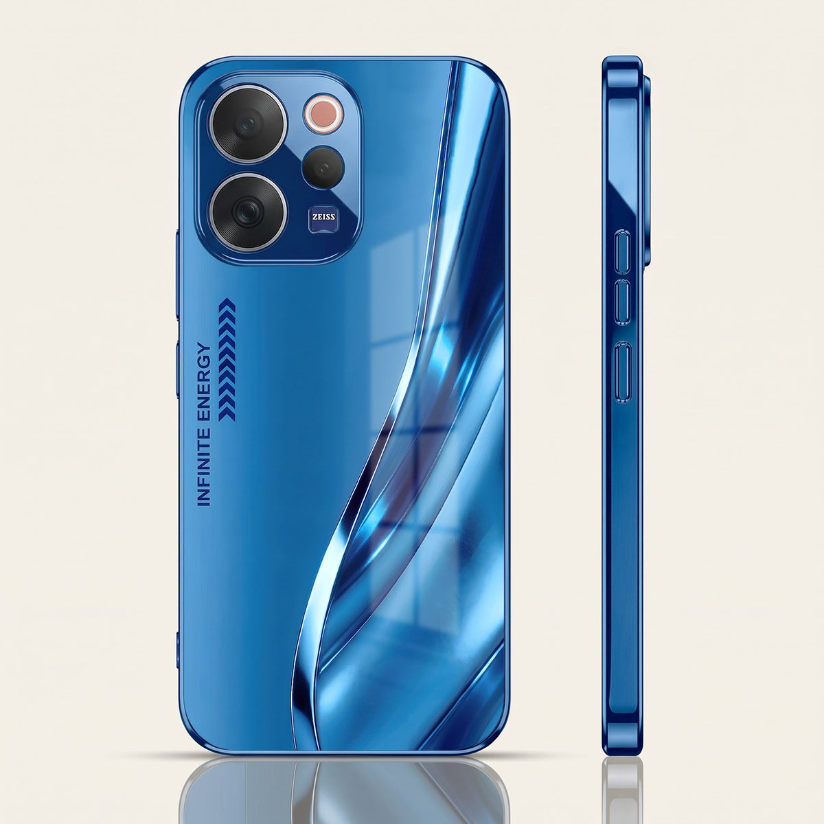 Vivo V70 5G Luxury Infinity Energy Blue Electroplated Glass Phone Back Case