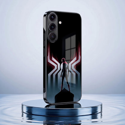 Samsung Galaxy A56 5G Spiderman Black Electroplated Glass Phone Back Case