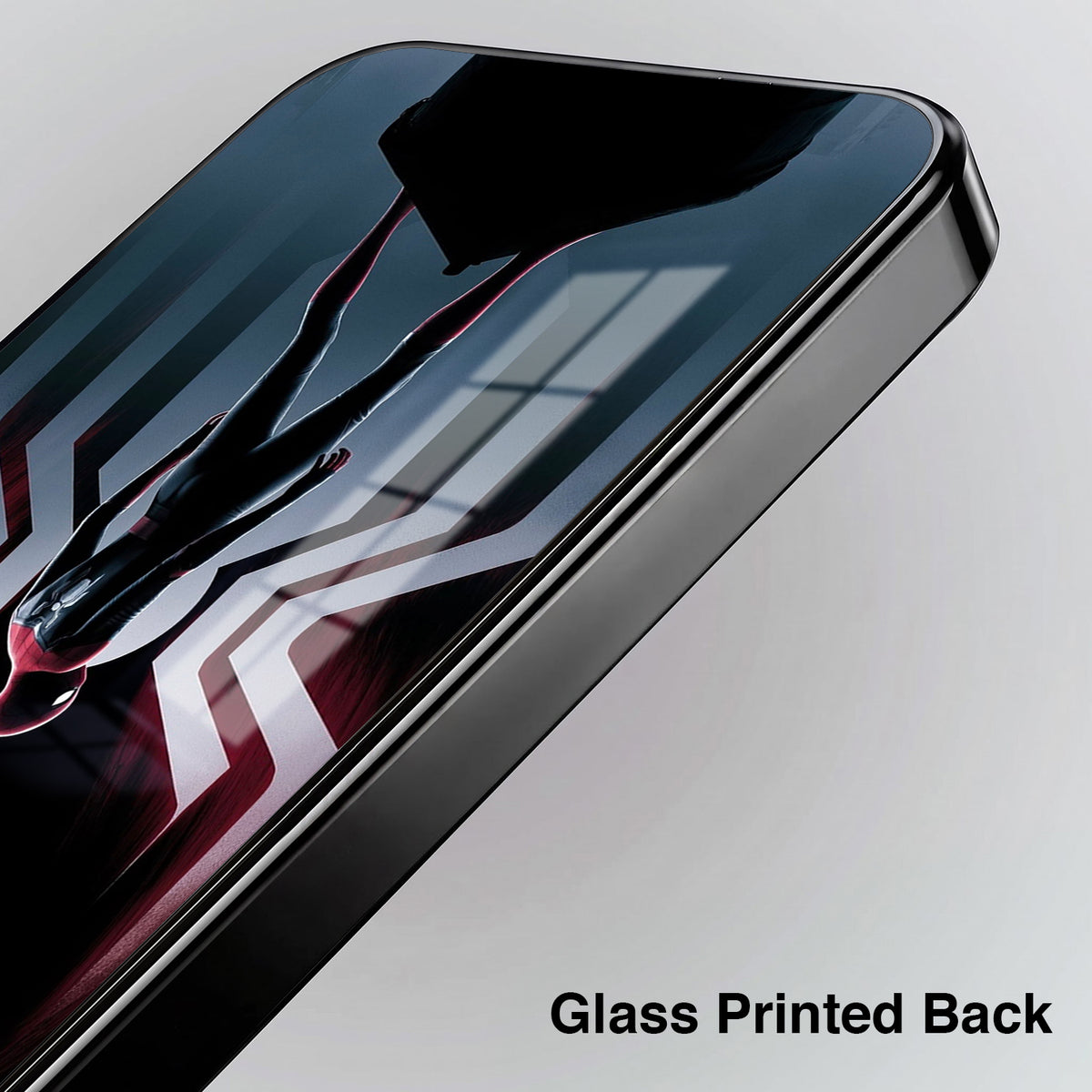 Redmi Note 15 Pro Plus 5G Spiderman Black Electroplated Glass Phone Back Case