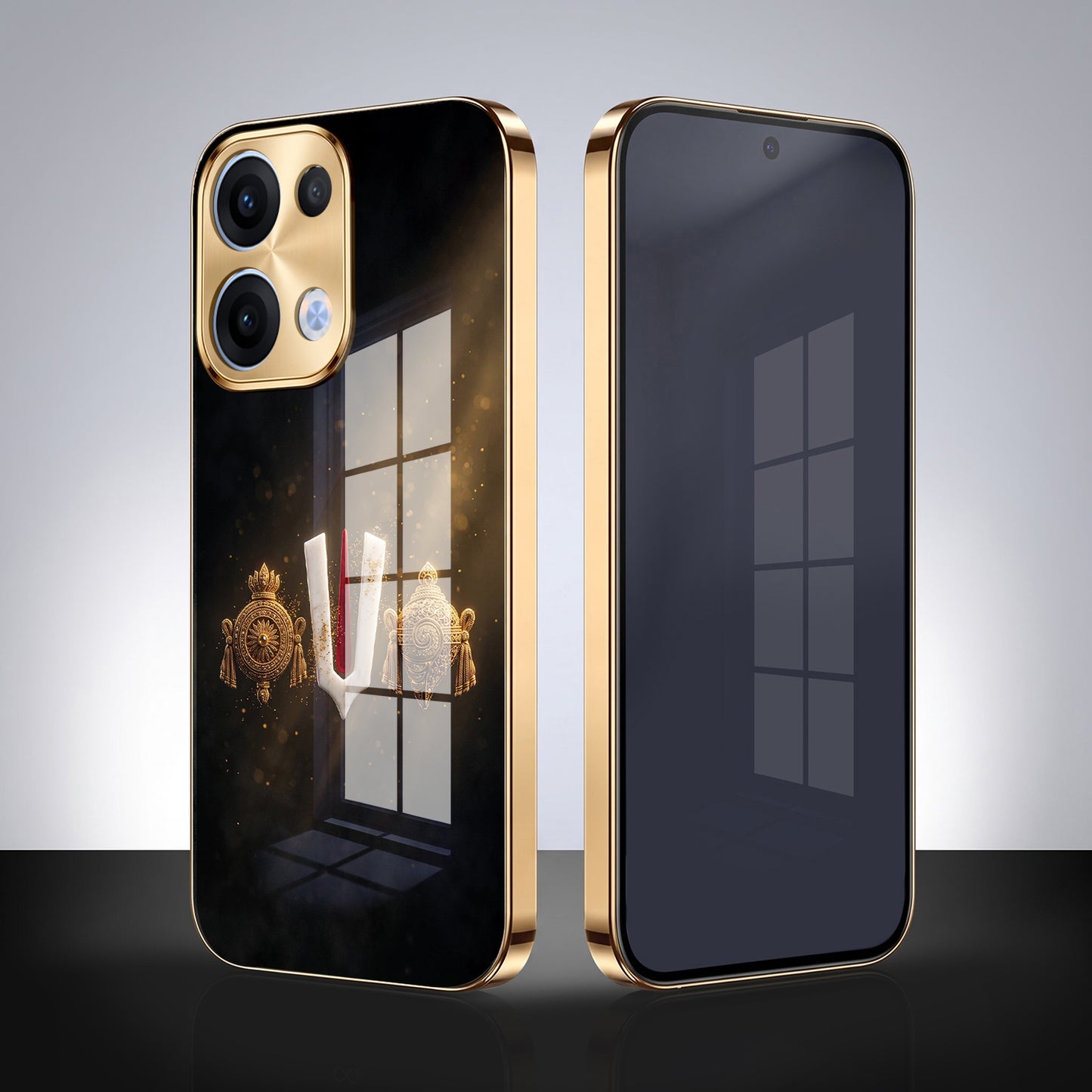 Oppo Reno 13 5G Royal Heritage Edition Gold Electroplated Glass Phone Back Case