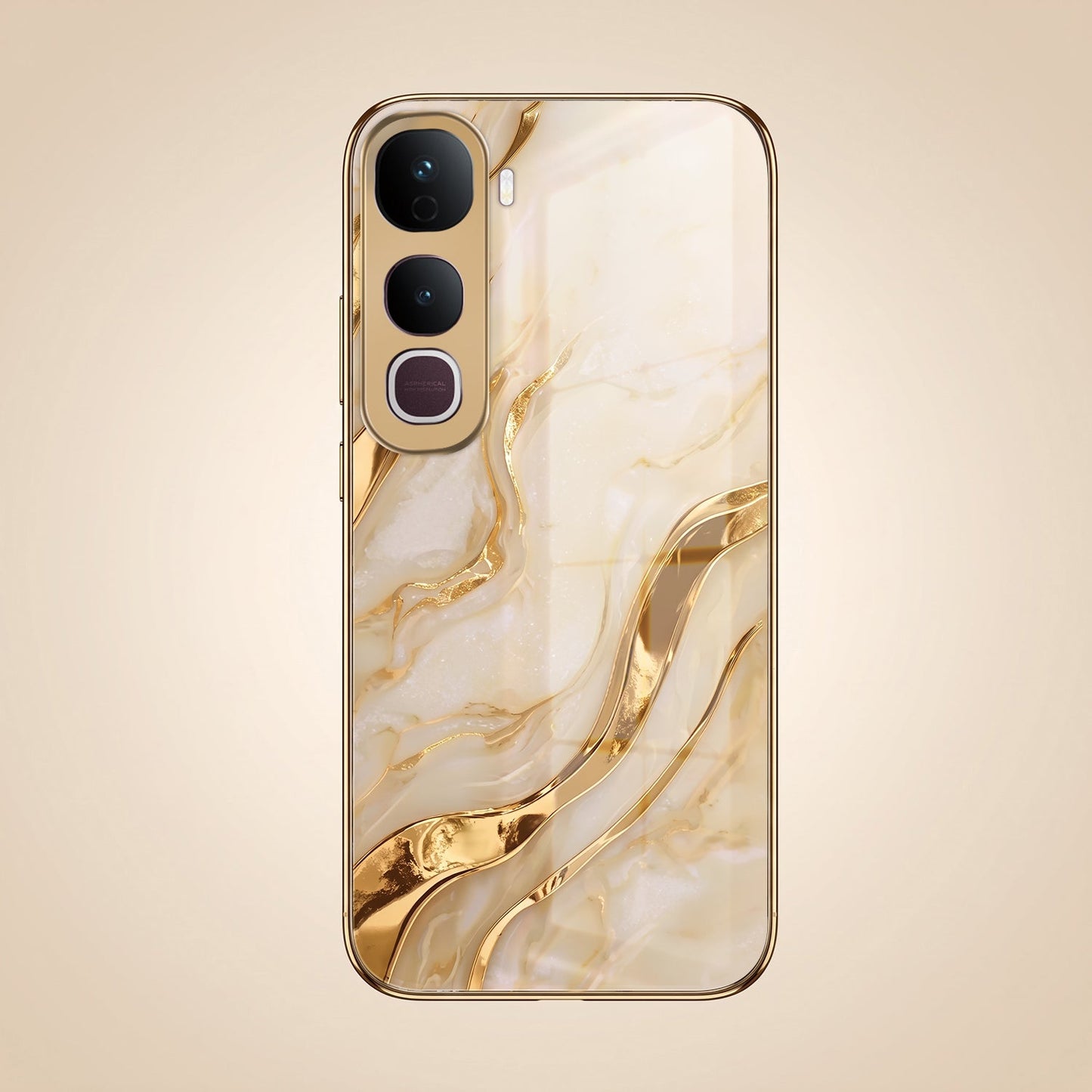 Vivo Y400 Pro 5G Marvel Texture Gold Electroplated Glass Phone Back Case