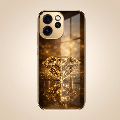 Oppo Reno 15 Pro Mini 5G Golden Diamond Gold Electroplated Glass Phone Back Case