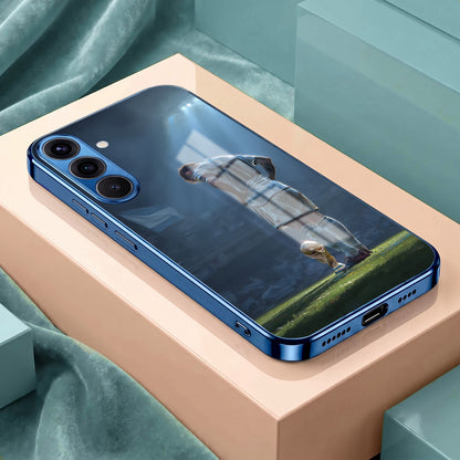 Samsung Galaxy A56 5G Football Champion Blue Electroplated Glass Phone Back Case