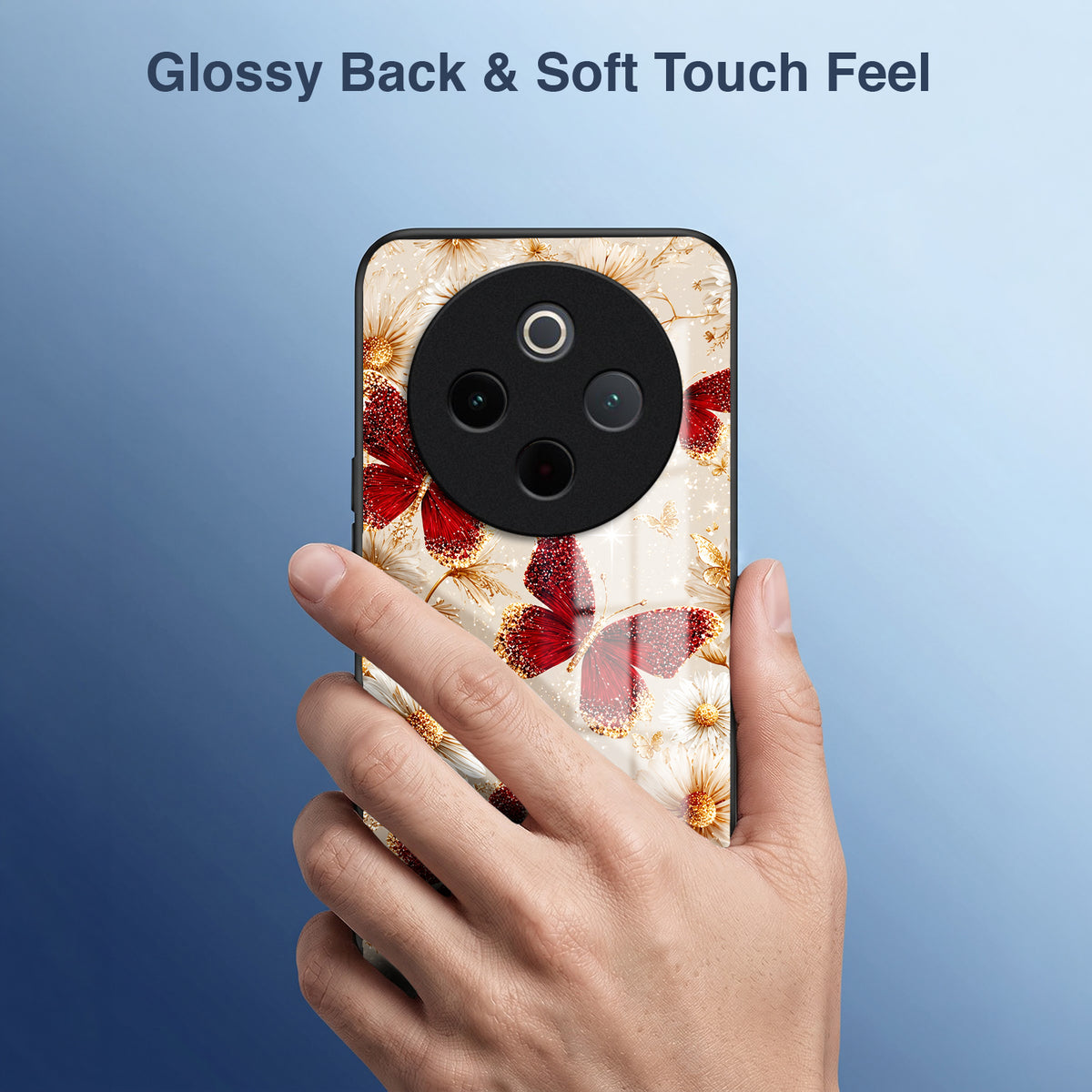 Vivo T4 5G Butterfly Floral Acrylic Glass Back Case