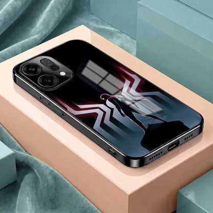 Oppo Reno 14 5G Spiderman Black Electroplated Glass Phone Back Case