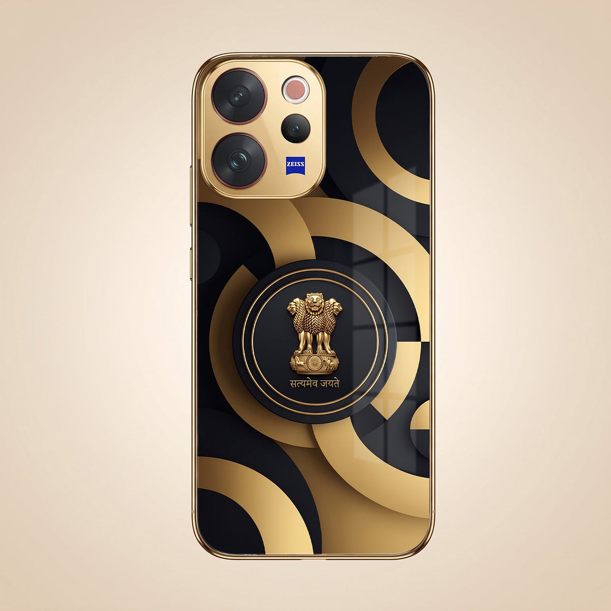 Vivo V70 5G Royal Emblem Gold Electroplated Glass Phone Back Case