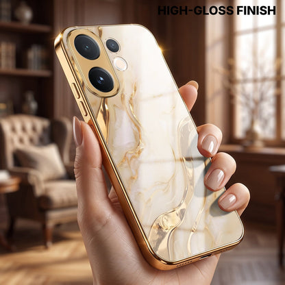 Vivo X200 FE 5G Marvel Texture Gold Electroplated Glass Phone Back Case