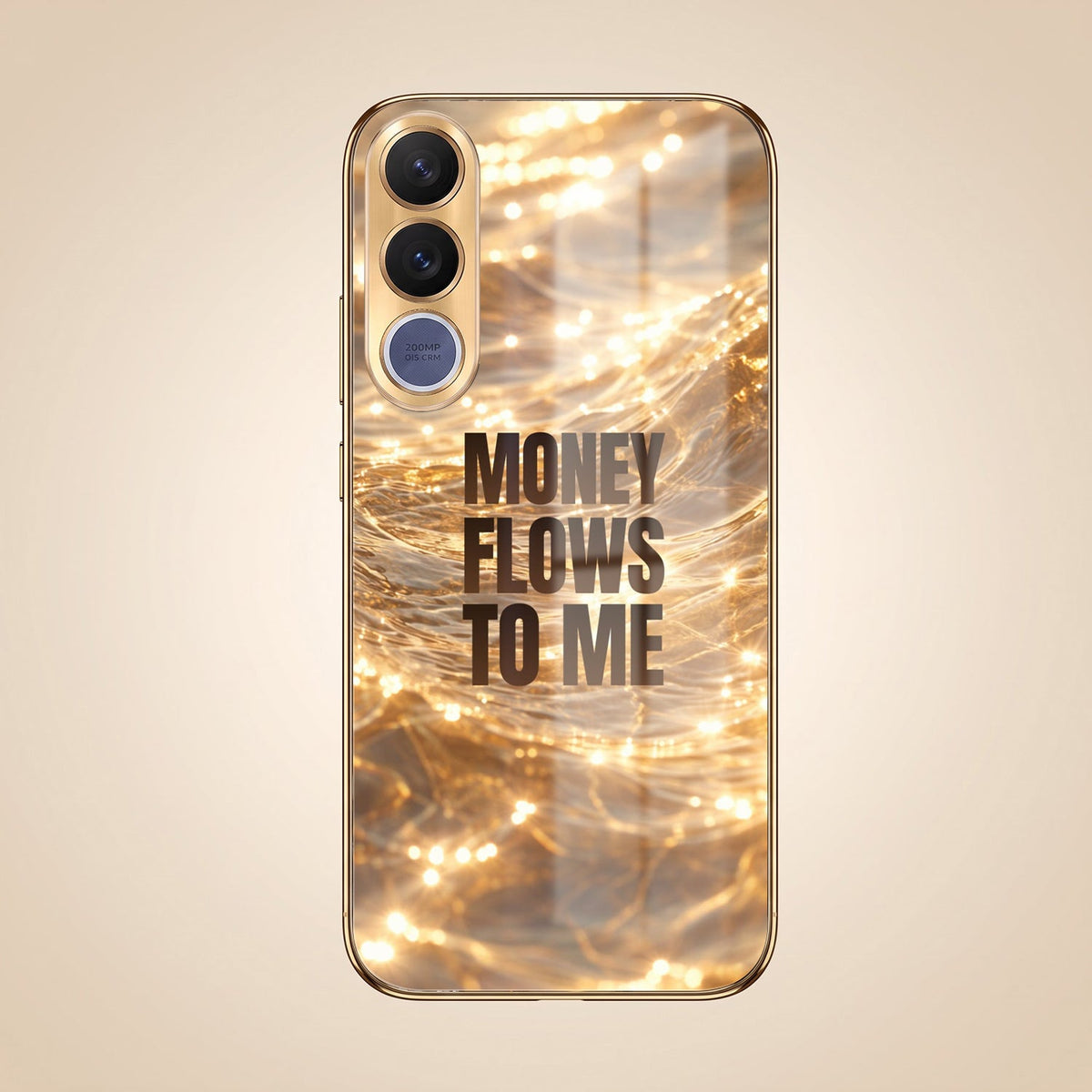 Vivo V70 FE 5G Money Flows To Me Gold Electroplated Glass Phone Back Case