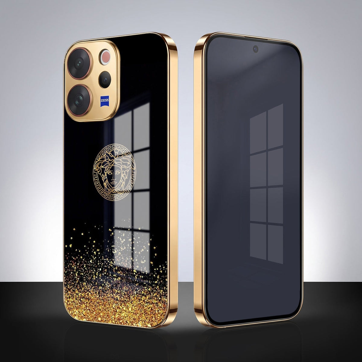 Vivo V70 5G Medusa Head Gold Electroplated Glass Phone Back Case