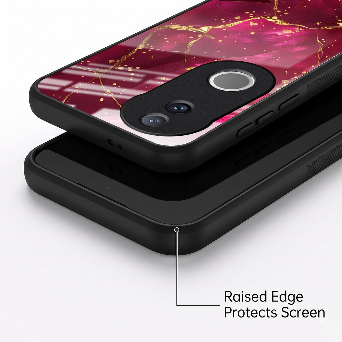 Vivo V50 5G Luxury Crimson Marble Acrylic Glass Back Case