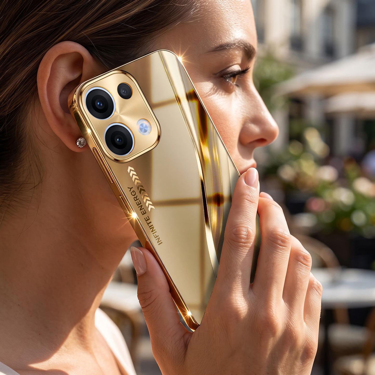 Oppo Reno 13 5G Luxury Infinity Energy Gold Electroplated Glass Phone Case
