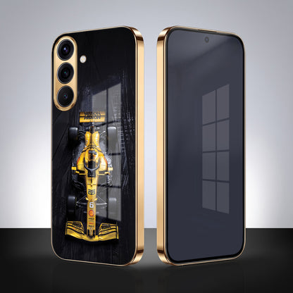 Samsung Galaxy A36 5G F1 Racing Car Gold Electroplated Glass Phone Back Case