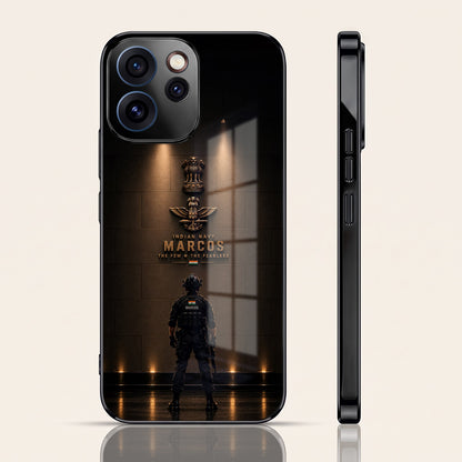 Oppo Reno 15 Pro Mini 5G Indian Navy Marcos Black Electroplated Glass Phone Back Case