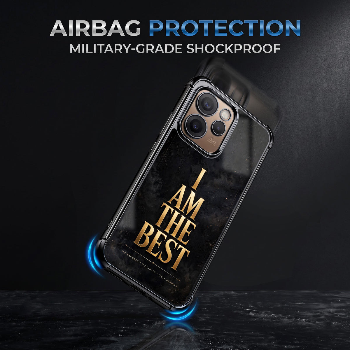 Oppo Reno 15 Pro Mini 5G Premium I Am The Best Gold Airbags Printed Back Case