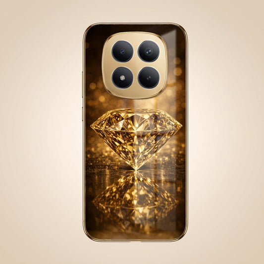 Redmi Note 15 Pro+ 5G Golden Diamond Gold Electroplated Glass Phone Back Case