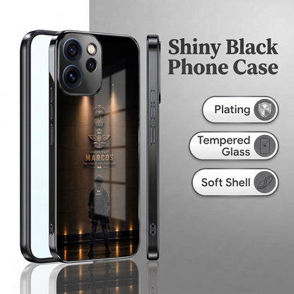 Oppo Reno 15 Pro Mini 5G Indian Navy Marcos Black Electroplated Glass Phone Back Case