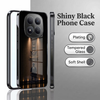 Redmi Note 15 Pro Plus 5G Indian Navy Marcos Black Electroplated Glass Phone Back Case