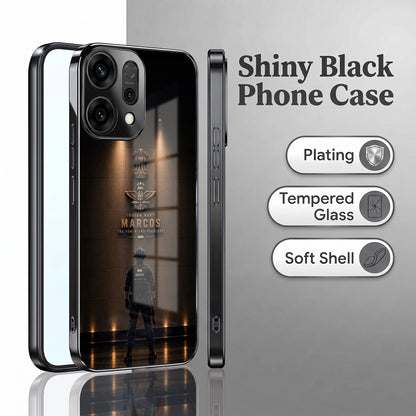 Oppo Reno 14 5G Indian Navy Marcos Black Electroplated Glass Phone Back Case