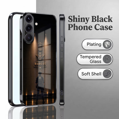 Samsung Galaxy A36 5G Indian Navy Marcos Black Electroplated Glass Phone Back Case