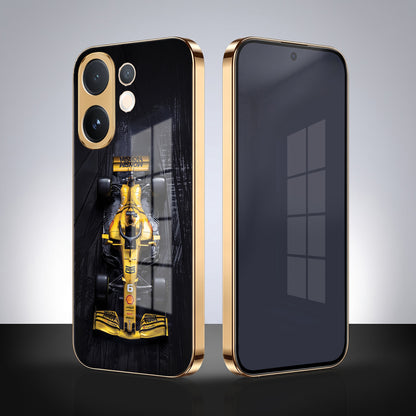 Vivo V60 5G F1 Racing Car Gold Electroplated Glass Phone Back Case