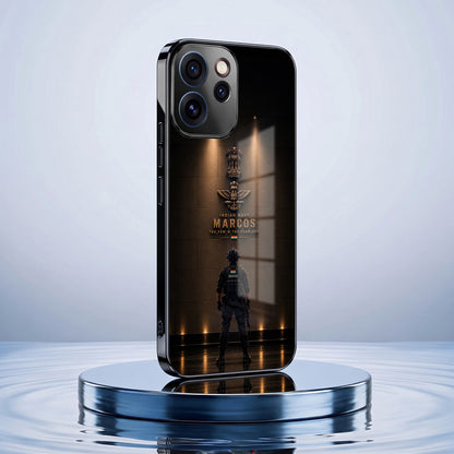 Oppo Reno 15 Pro Mini 5G Indian Navy Marcos Black Electroplated Glass Phone Back Case