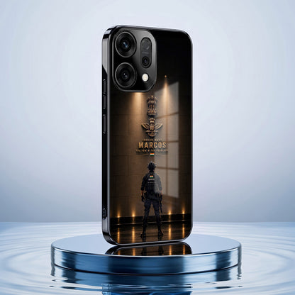 Oppo Reno 14 5G Indian Navy Marcos Black Electroplated Glass Phone Back Case