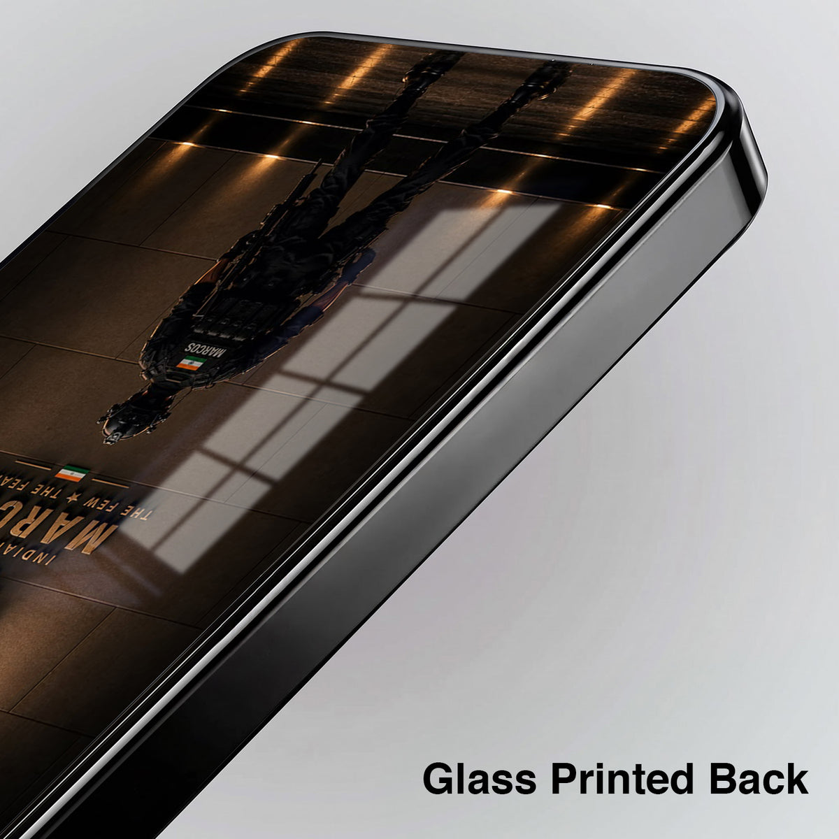 Oppo Reno 15 Pro Mini 5G Indian Navy Marcos Black Electroplated Glass Phone Back Case