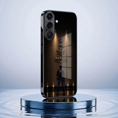 Samsung Galaxy A36 5G Indian Navy Marcos Black Electroplated Glass Phone Back Case