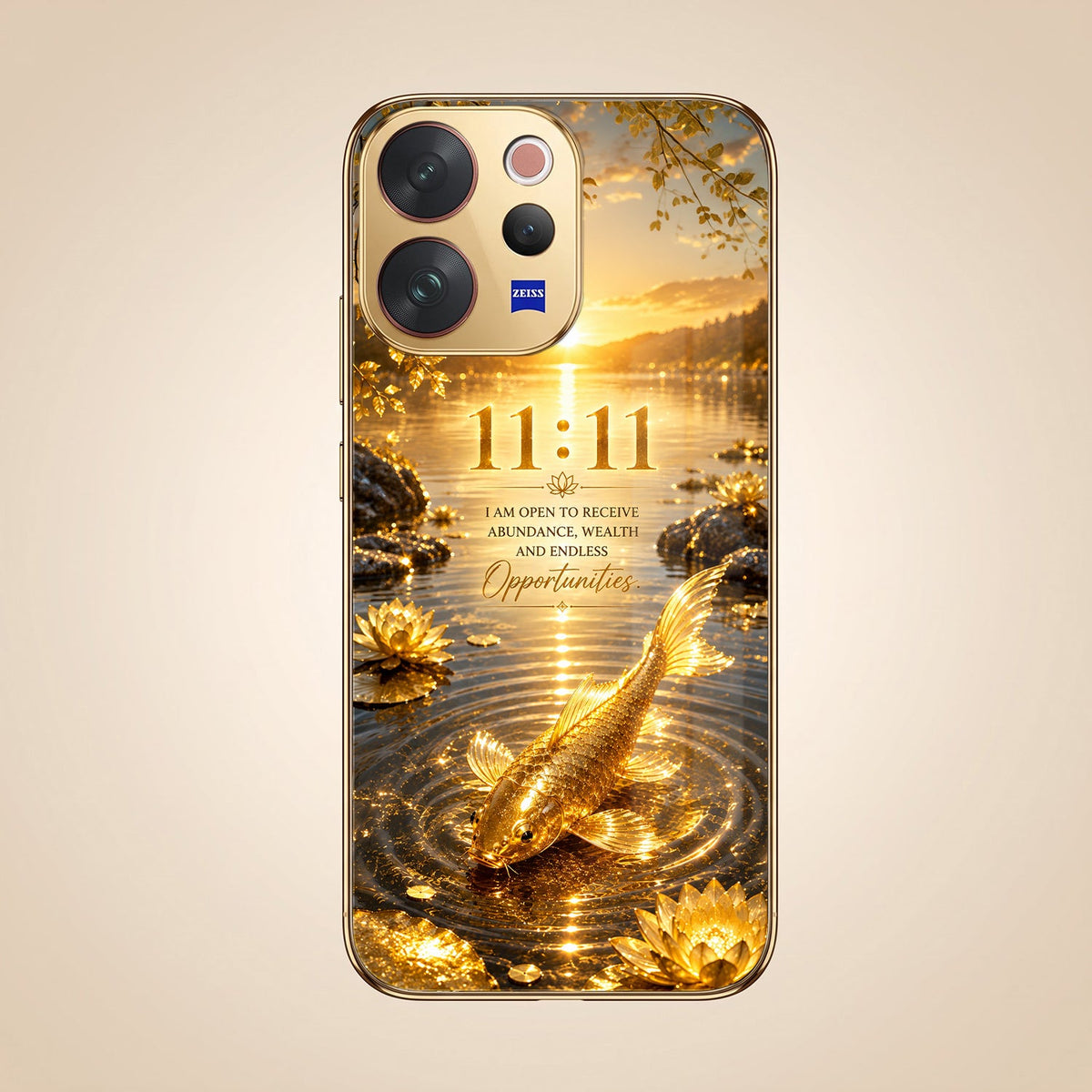 Vivo V70 5G 11:11 Manifestation Gold Electroplated Glass Phone Back Case