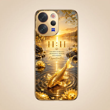 Vivo V70 5G 11:11 Manifestation Gold Electroplated Glass Phone Back Case
